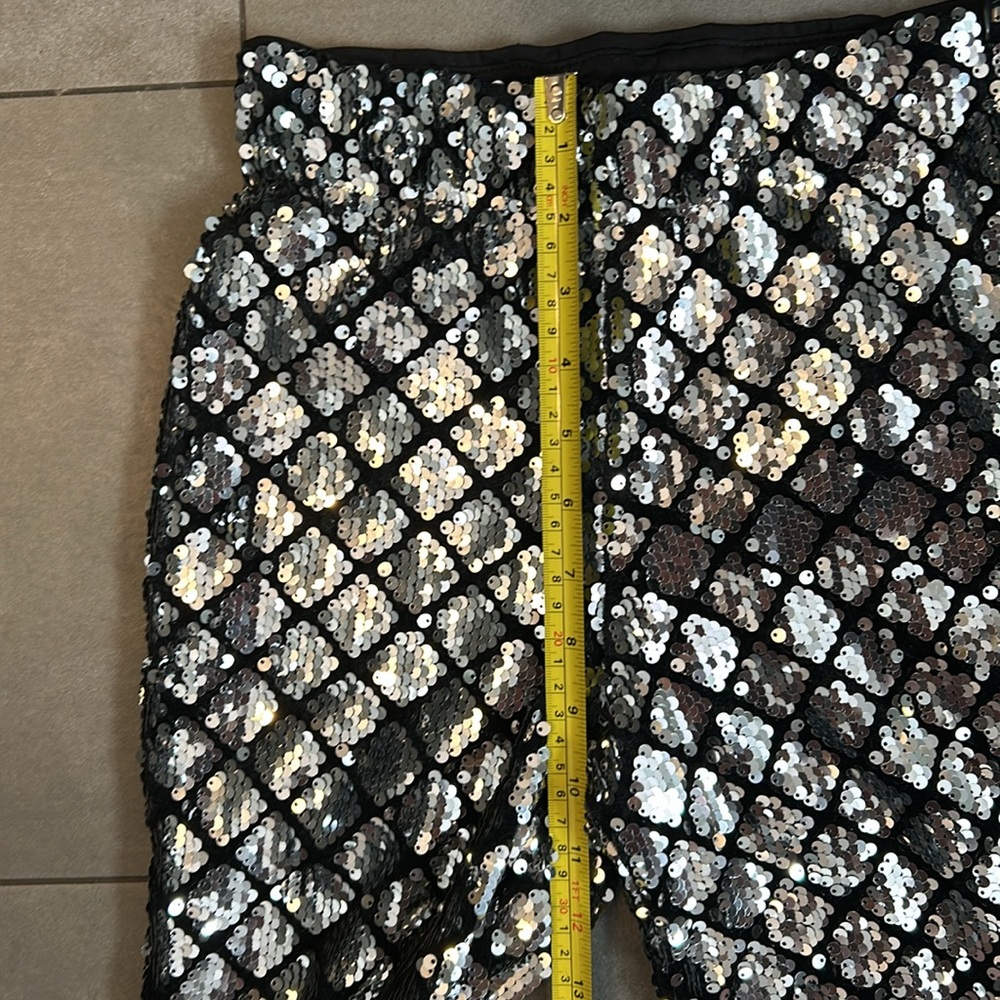 Lovers and Friends Take it Easy Silver and Black Sequined Pants - Picture 4 of 8